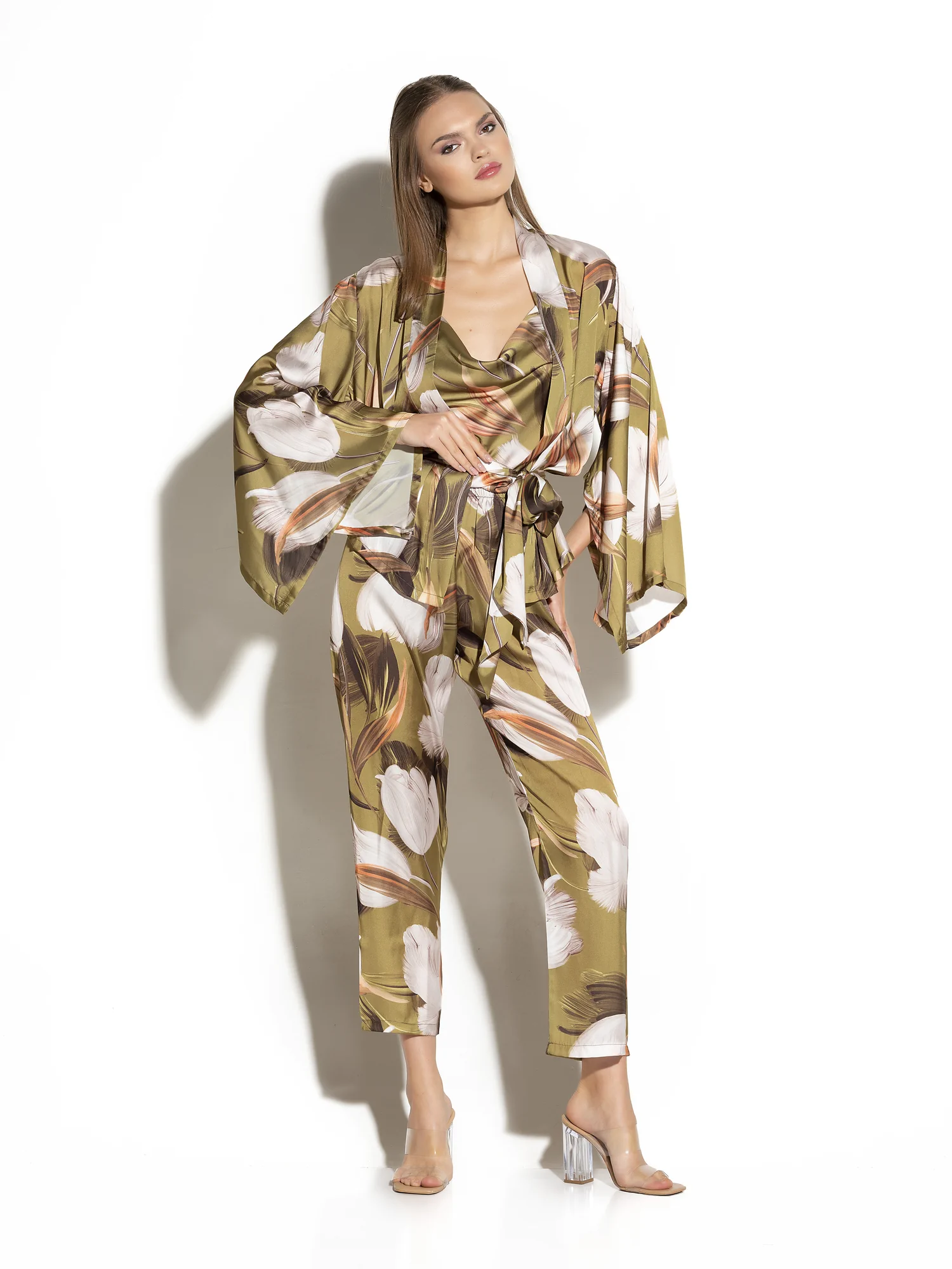 Flower Print Three Piece Pyjama Set - الصورة 2