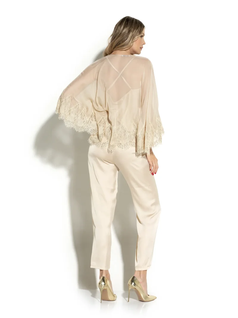 Kimono Cut Skirt Set Lace Wrapped Skirt and Detailed Pyjamas - Image 3