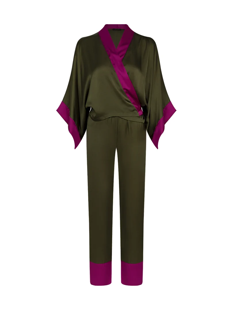 Kimono Style Satin Pyjama Set