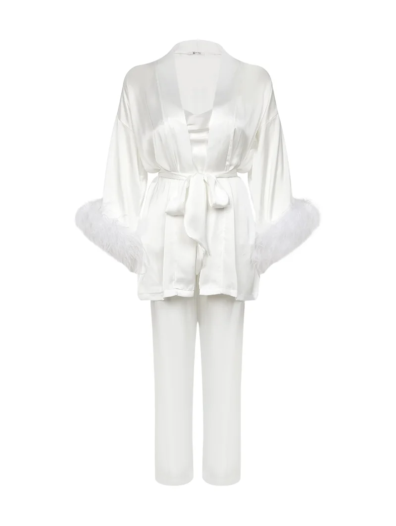 Three -Piece Satin  Pyjama Set