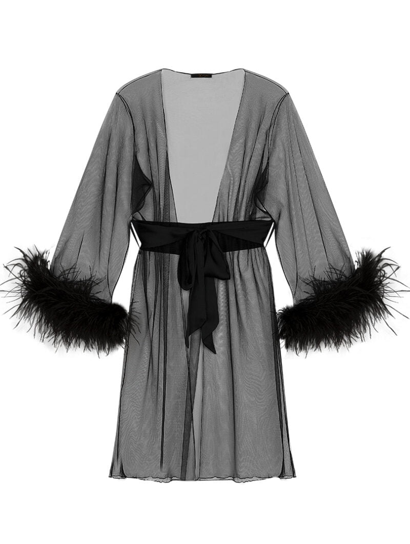 ⁦Feather Trimmed Tulle Robe⁩ - الصورة ⁦2⁩