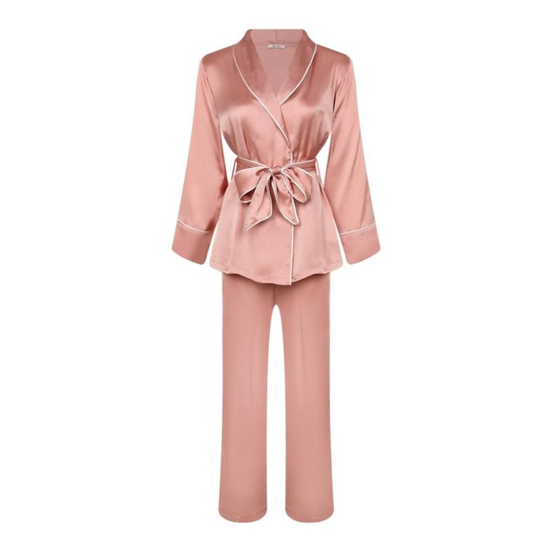 Satin Pyjama Set Shawl Collar Elegance - Image 5