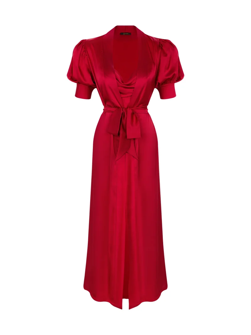 Luxe Reverie Double-Sided Long Satin and Velvet Robe