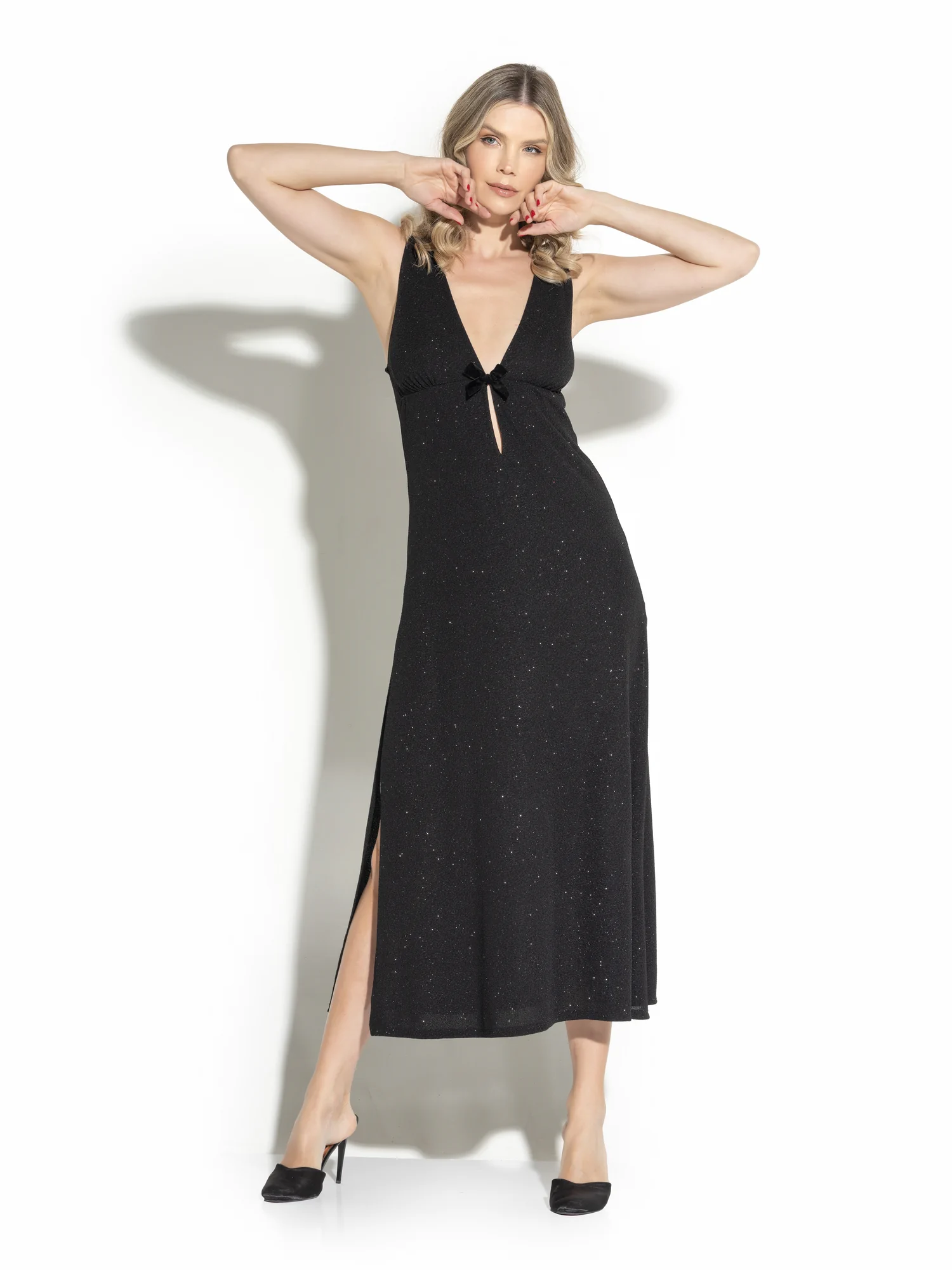 Radiant Allure With Long Dress With Glittery Lycra Fabric - Image 2