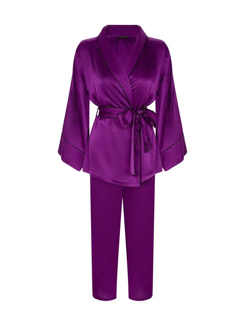 Satin Pyjama Set Shawl Collar Elegance - Image 7