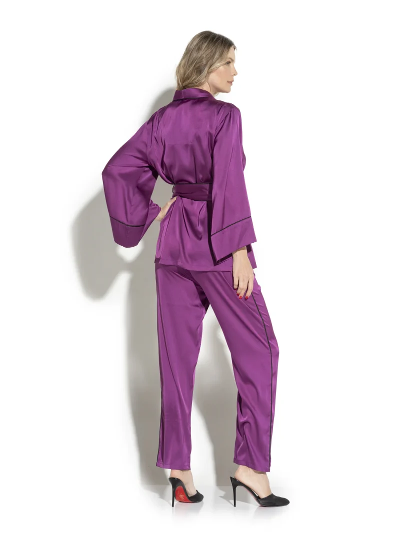 Satin Pyjama Set Shawl Collar Elegance - Image 9
