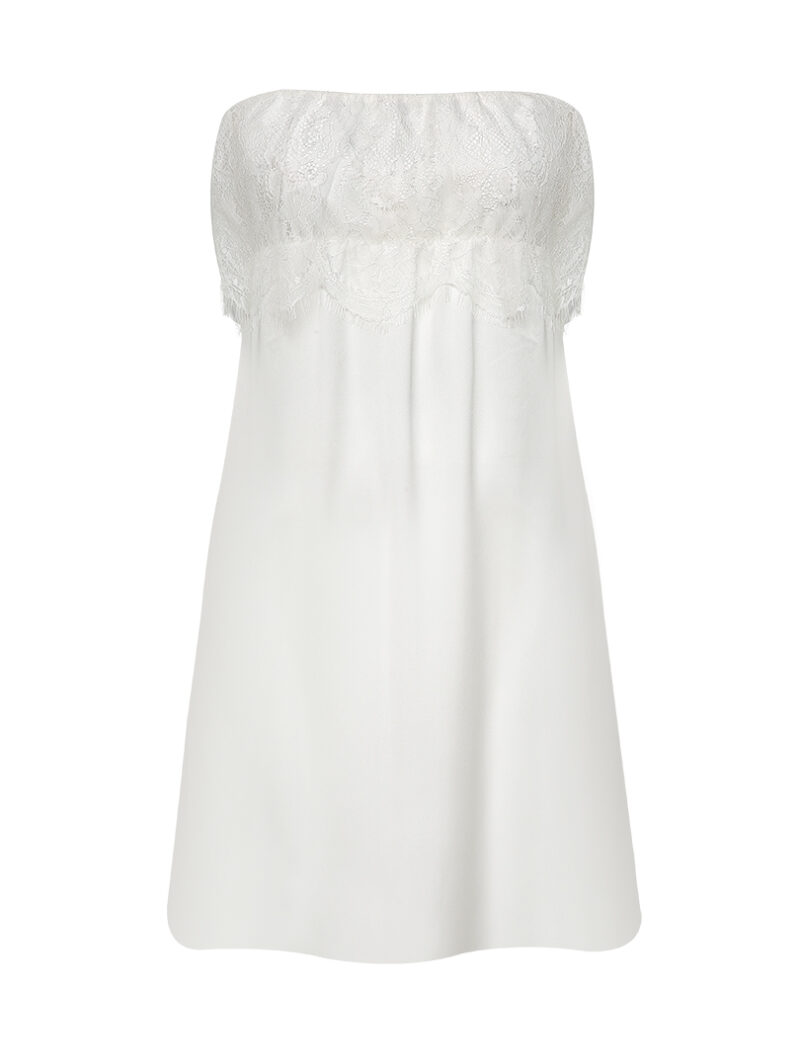 Short Satin Nightdress with Lace